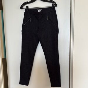 Matty M Charcoal Textured Pants with Zipper Detail